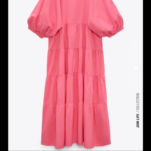 Zara tiered poplin dress neon fuschia - Picture 3 of 6